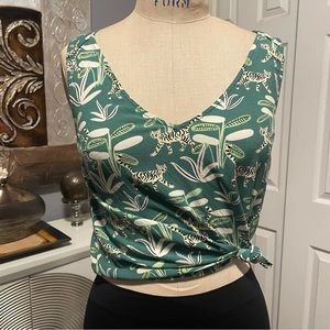 ModCloth 'Double The Fun' V- neck 'Green Critters' (Tiger) Tank (M)